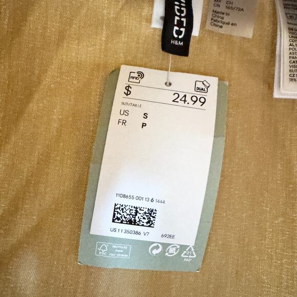 H&M Divided Skirt Women Size Small Tan Linen Mini Pockets Business Preppy - Picture 6 of 10